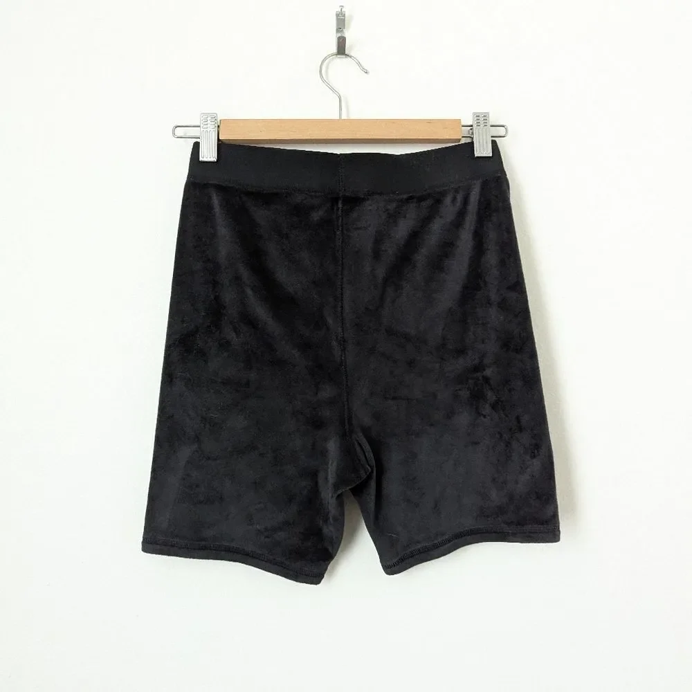 SKIMS black velour velvet French cut high waisted rise lounge biker shorts